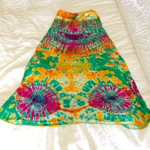 One of a kind tie dye maxi skirt/tube dress